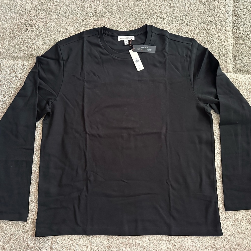 Banana Republic Luxury Touch Long Sleeve Tee Shirt XL Black NWT